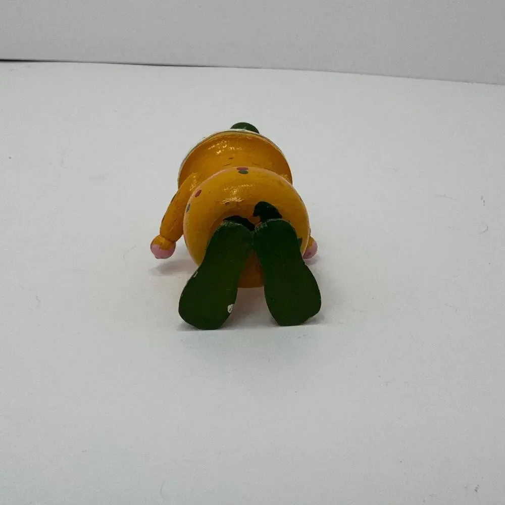 Vintage Hand Painted Yellow Smiling Clown Wooden Holiday Christmas Ornament